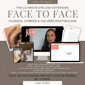 Face to Face Eyelash Extension Course - Classics, Hybrids & Volumes FREE KIT WORTH OVER $300 - Alpha Lash Supplies