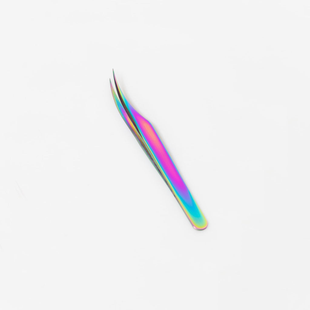 Rainbow Curved Tweezer - Alpha Lash Supplies